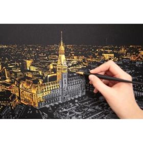 Decorative painting scratch Scraping painting drawing paper world Sightseeing pictures decoration birthday gifts drop shipping (Option: L)