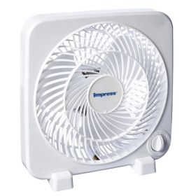Impress 9-Inch 3-Speed Box Fan (Option: White)